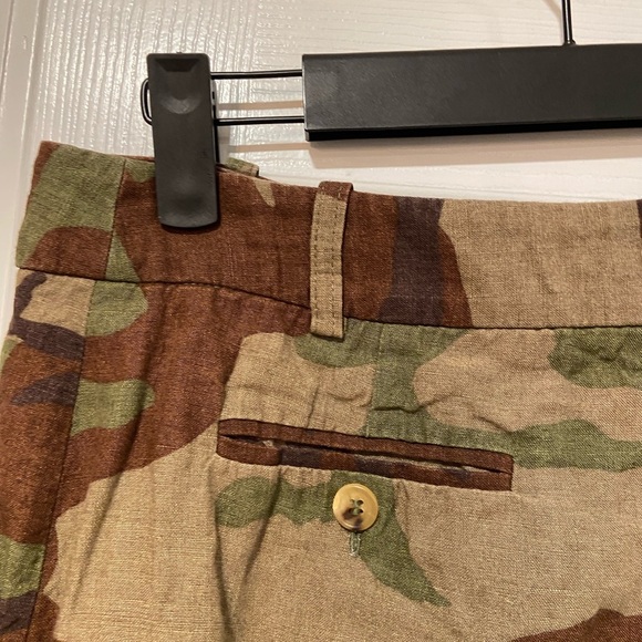 Michael Kors 100% Linen Camo Mini Skirt Y2K Zip Unlined Pleated Front Size 4 - Picture 8 of 11